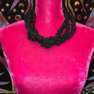 Black beaded fabric necklace